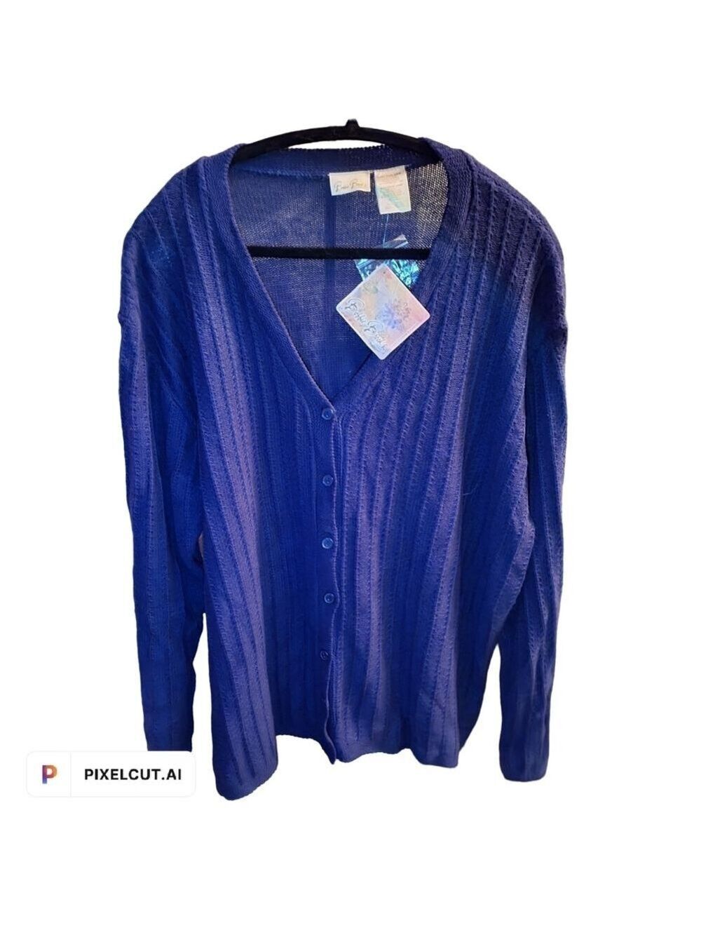 021 NWT PLUS BOBBY BROOKS WOMAN 26W-28W NAVY BLUE BUTTON DOWN CARDIGAN SWEATER